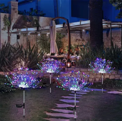 LATTOUR 7 Colors Double Solar Jellyfish Light LED Fiber Optic Lights Outdoor Waterproof Decor Lamp for Garden Lawn Patio