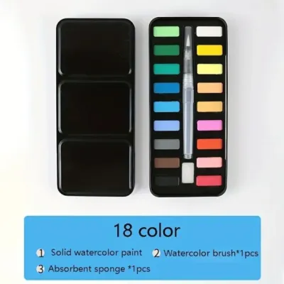 Watercolor Palette Set Portable Travel Paint Kit with Water Brush 12 18 24 Colors for Artist Drawing Painting