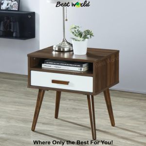 Best RETROSIC ET 8002 High Leg Bed Side Table / End Table (For Both Living and Bedroom) to panel with high quality 3D Lamination (Colour : Columbia Walnut + White / Wotan Oak)