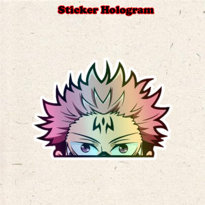 Stiker Hologram Sukuna 1 Jujutsu ukuran 8 cm