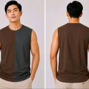 Color Blocking Summer Muscle Tee for Men Tank Top for Men 100% Original (for Adults)
