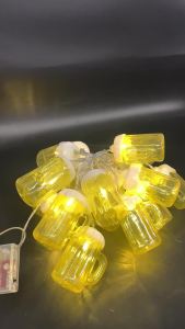 Summer Camping Tent Decoration Lights 3M 20 LED Steady Warm White Beer Mug Shape String Lights Dual Power Supply Plastic Waterproof Fairy Lighting For Festivals