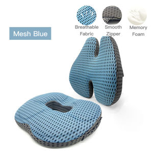 Coccyx Seat Cushion and Lumbar Support Pillow ​for Office Chair-Orthopedic Car Seat Cushion Memory Foam Back Support Cushion for Lower Back PainTailbone & Sciatica Pain Relief Washable Cover & Adjustable Strap