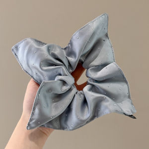 Korean Fashion Pearl Satin Square Scarf Hair Tie for Women High Elastic Rubber Band