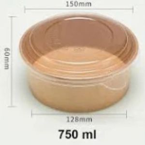 Thố giấy Tô giấy nâu 750ml 1000ml 2 lớp Kraff dày dặn nắp nhựa pet trong khít sản xuất Việt Nam