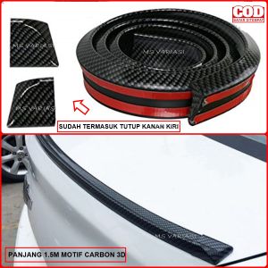 Ducktail Mobil Sedan Motif Carbon 3D Universal Panjang 1.5 Plus Tutup Duktail Spoiler MSV
