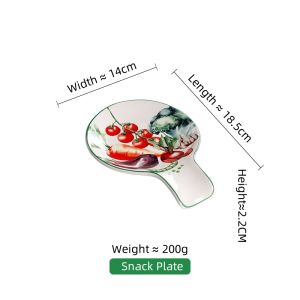 OMK American Rustic style Ceramic 5.5 inch Dessert Plate Saucer Tableware Set Spoon Tray