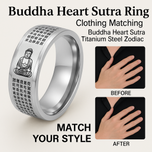 Guochao Transit Rings Eight Guardian Gods Titanium Steel Buddha Heart Sutra