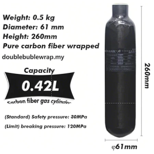 0.36L / 0.42L / 0.5L High Pressure Air Cylinder Carbon Fiber M18×1.5 Thread Oxygen Tank Diving Gear