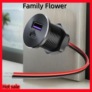 Family Flower Flash Sale ที่ชาร์จในรถยนต์ขนาดเล็กทำจากอลูมิเนียมอัลลอยด์1 2 3ชิ้นที่ชาร์จ USB Type-C ชาร์จเร็วสำหรับ RV รถบรรทุกค่ายเรือชิ้นส่วนดัดแปลงรถยนต์