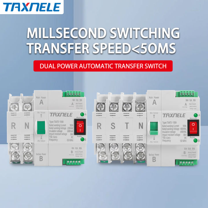 2P 4P 100A ATS Circuit Breaker Electrical Switch MCB type Dual Power ...