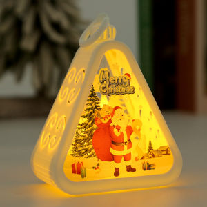 DỄ DÀNG🔥mới nâng cấp🔥Mini giáng sinh Led Tam giác đèn lồng ánh sáng ấm áp đồ trang trí để bàn Santa Snowman mô hình kỳ nghỉ trang trí nhà Quà Tặng