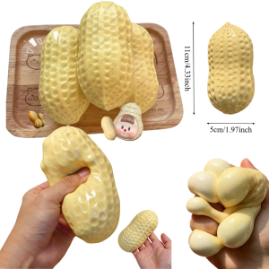 Peanut Stress Ball Crunchy Squeeze Ball Squishy Toy Buttery-Soft Feel Fidget Toy ASMR Sensory Anti Stress Toys for Kids & Adults