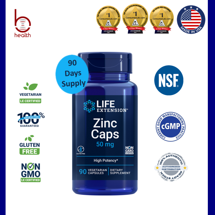 [Life Extension] Zinc Caps, EXP 12/25, 50 mg, 90 vegetarian capsules