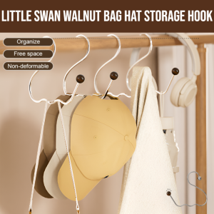 Little Swan Walnut Bag Hat Storage Hook Portable Hat Storage Hanger Stainless Hook Bag Hooks Hat Hanging Artifact