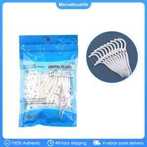 100Pcs Dental Floss Flosser Picks Toothpicks Teeth Stick Tooth Cleaning Interdental Brush Oral Hygiene Care Thread