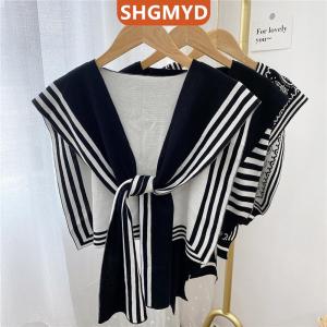 [COD] SHGMYD SPORTS แฟชั่นสไตล์เกาหลีเสื้อผ้าคลุมไหล่ถักไหล่ลายปกปลอมผ้าพันคอสไตล์ย้อนยุคเครื่องประดับสำหรับผู้หญิง