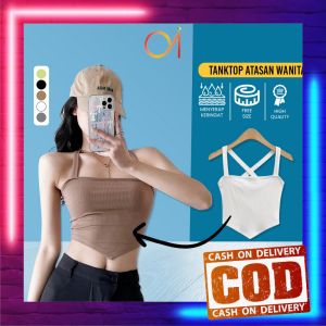 AI-P330 Tanktop Basic Knit Singlet Crop Cewek Import Korean Fashion / Tank Top Crop Segitiga Model Tali Belakang Silang Atasan Wanita