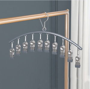 8686.lucky ไม้แขวนแบบหนีบ10 ตัวหนีบ  ทนทาน พร้อมส่ง ราวตากผ้าสแตนเลส  กันลื่น