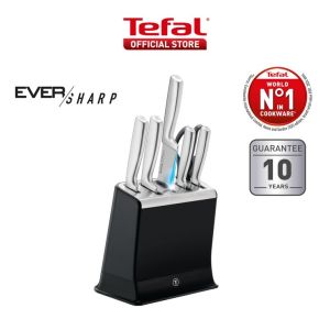 Tefal EverSharp SS 6pcs Knife Set with Scissors Self-Sharpening Block Integrated Sharpener German SS Always Sharp