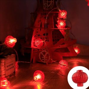 YESPERY 1.5M 10LED Happy New Year Red Lantern String Decor Chinese Style Lights String 2025 New Year Decoration