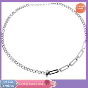 Graceful Sáng Tạo Hip-Hop Thủy Triều Thương Hiệu Đơn Giản Màu Đen Vuông Bông Tai Mặt Dây Chuyền Vòng Cổ Của Nam Giới Dual-Sử Dụng Thiết Kế Thép Không Gỉ Khâu Vòng Cổ