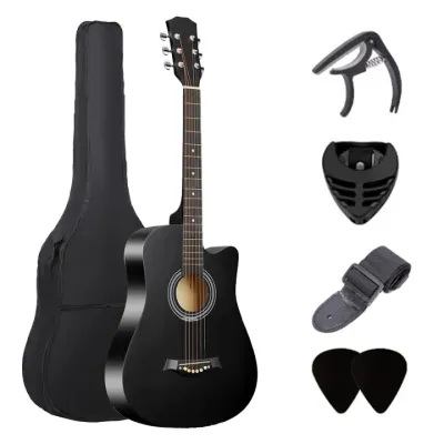กีต้าร์โปร่งไม้เบสวู๊ด 38 นิ้ว ลูกบิดเหล็ก ทัชชิ่งเล่นง่าย Acoustic Guitar เก็บเงินปลายทางได้