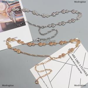 [COD] Modingdue Fashion Metal Flower Waist Chain Retro Versatile Belt Womens Dress Suit Jeans Decoration Waistband Clothing Accessories