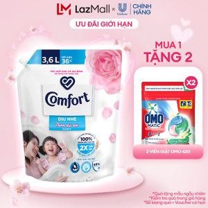Túi Nước Xả Vải Comfort Dịu Nhẹ Thơm Hương phấn/Dịu êm cho Cả Gia Đình 3.6L