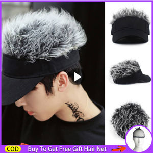Mens Fashion Wig Cap Hip Hop Caps Cartoon Cosplay Hair Hat Props Hat Funny Cap rambut palsu lelaki Topi