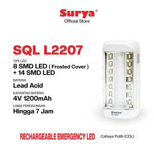 Surya Lampu Emergency SQL L2207 SMD Led Light LED Tahan 7 Jam - Putih