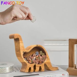 Hộp Đựng Tiền Xu Bằng Gỗ Có Khóa Hình Con Heo Đất Động Vật Hộp Đựng Tiền Động Vật Sư Tử Gấu Mèo Khủng Long Dễ Thương Quà Tặng Trẻ Em Bằng Kính Trong Suốt