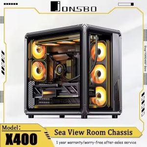 Jonsbo X400 Dark Gray Sea View Room PC Case MINI-ITX M-ATX Game Case ATX Motherboard Supports 360 Water Cooling 13 Fan Positions