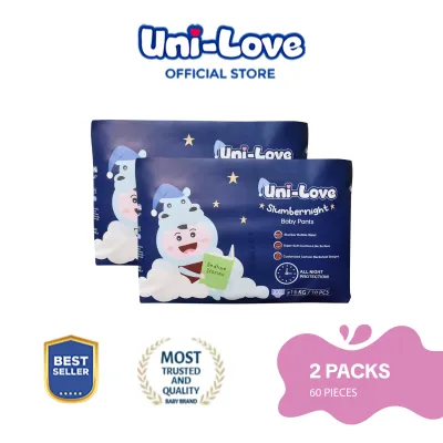 Uni-Love Slumbernight Baby Pants (XX-Large) 30s Pack of 2 - Hypoallergenic | For Heavy Wetter | Overnight | Super Absorbent | Ultrasoft | Neutralizes PH Level | Double Leakguard | Pants Type | Breathable