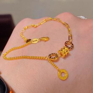 ต่างหูโซ่ห้อย ทองคำแท้ 90%18k อิตาลีทองจริงขนาดเล็กเอวป่าเถื่อนรูปทรงเรขาคณิตสร้อยข้อมือเค้กผู้ชายและผู้หญิงสวมใส่ไม่ลอกไม่ดำ