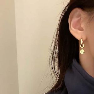 BAIXL Punk Cool Gold Color Elegant Smiley Pendant Korean Style Smile Face Pendant Circle Fashion Jewelry Smiley Hoop Earrings Dangle Earrings Women Ear Studs Hoop Earrings