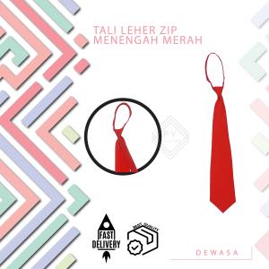 🔸TIE DEWASA MERAH / TALI LEHER PENGAWAS SEKOLAH MENENGAH JENIS ZIP MERAH ( TIE SEKOLAH RED ) - TLD07