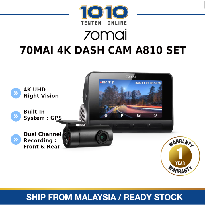 [Global Version] 70mai A810 Dash Cam 4K UHD with Sony Starvis 2 IMX678 Support Dual Channel