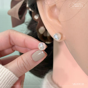 SweetsSparkles ต่างหูแฟชั่น สไตล์เกาหลี MK00038 ต่างหูเกาหลี ต่างหูมินิมอล ต่างหูมุก ก้านเงิน 92.5%
