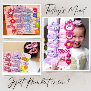 TPN Jepit Rambut Anak Set 5 Pcs In 1 LOTS)/ Jepitan Rambut Anak Motif SANRIO Lucu / Set Jepit Rambut Anak / Aksesoris Fashion Anak
