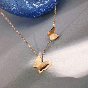 OYJR Butterfly Necklace for Women Non fade Stainless Pendant Vintage Gold Chain Accessories Jewelry