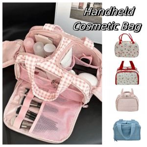 ERYRG สวัสดีค่ะคิตตี้ กระเป๋าถือเครื่องสำอาง การ์ตูน ผ้า กระเป๋าแต่งหน้าแบบพกพา ละเอียดอ่อน ความจุขนาดใหญ่ กระเป๋าเดินทางสำหรับอุปกรณ์อาบน้ำ ใช้สำหรับการเดินทาง