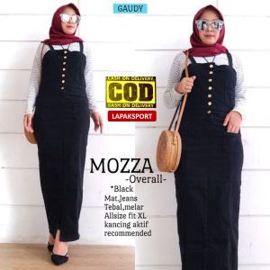 Overall Jeans Panjang Wanita Pakaian Rok Jumpsuit Celana Monyet Mozza Bahan Denim Ukuran Standar dan Jumbo
