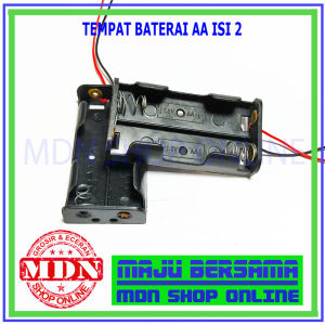 Tempat baterai AA isi 2 hitam jual per 3 pcs