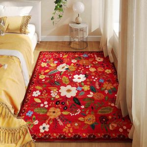 PLLEWY Non-slip Flower Carpet 40x60cm Absorbent Bathroom Floor Mat Durable Soft Floor Mat for Living Room Tea Table Bedside