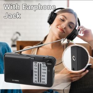 OOC Rechargeable AM/FM Radio 150RG Headphone Jack Small Radio Pointer Radio Black Silver Pocket Radio Camping
