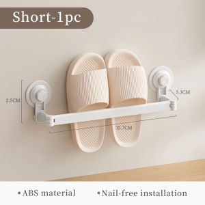 Bathroom Slipper Rack Wall Mounted Suction Cup Adjustable Slippers Rack Bar Storage Towel Hanger Organizer Shoe Holder