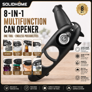 8 In 1 Multifunction Can Opener Bottle Opener Jar Lid Opener Magnetic Lid Lifter Bag Cutter Kitchen Accessories