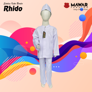 Mawar Fashion - Setelan Koko Anak Putih Ar Ridho Bordir Putih/ Full Kancing