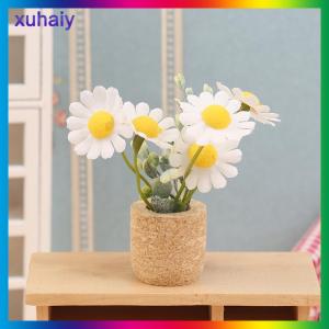 xuhaiy 1 12 Dollhouse Simulation Daisy Plants Potted Model Doll Home Miniatur Flower Decor Toy Micro Landscape Garden Plants Ornament